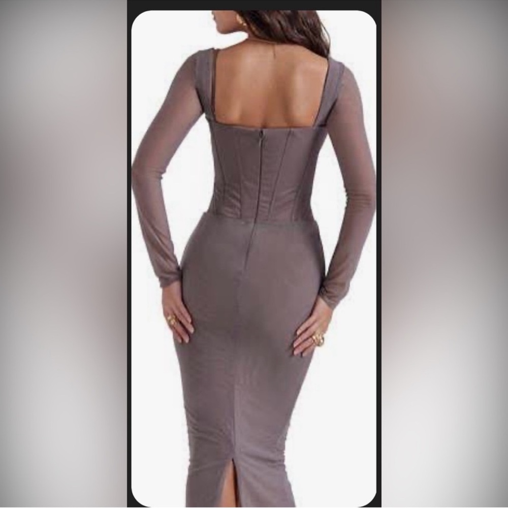 House of CB Taupe Long Sleeve Midi Dress Brand new! - Picture 4 of 4